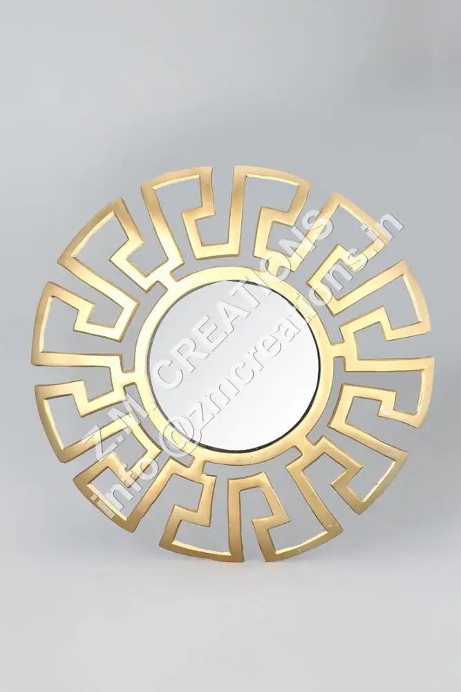 Gold Color Aluminum Metal Frame Wall Mounted round Mirror Modern Home and Hotel Bathroom Decoration for Weddings