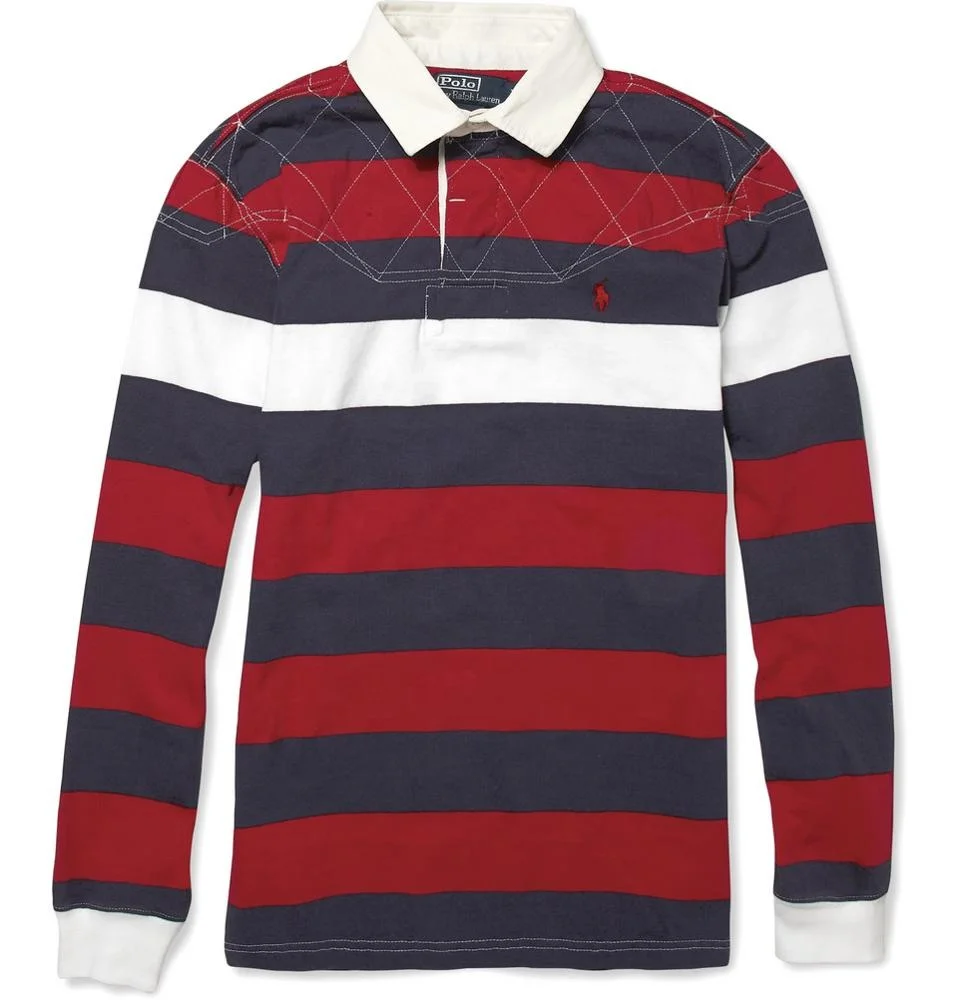 
Top Quality 65%Cotton/35%Polyester Heavyweight Striper Rugby Jersey 