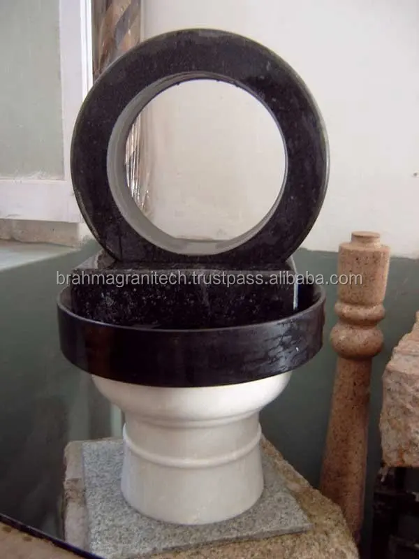 rotating Granite Ring Fountain Floating Natural Black Granite Rolling Sphere Garden Water Fountain