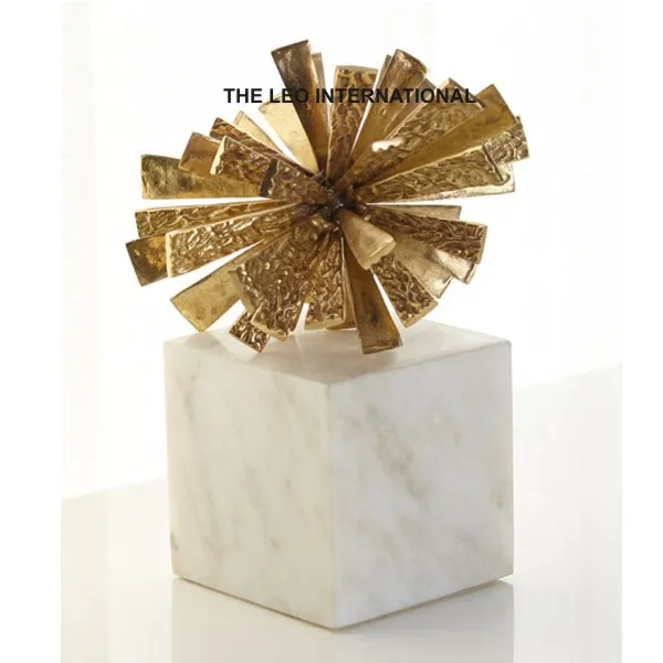 luxury home decoration golden sculpture home accent home decoration accessories showpiece centerpiece on marble base