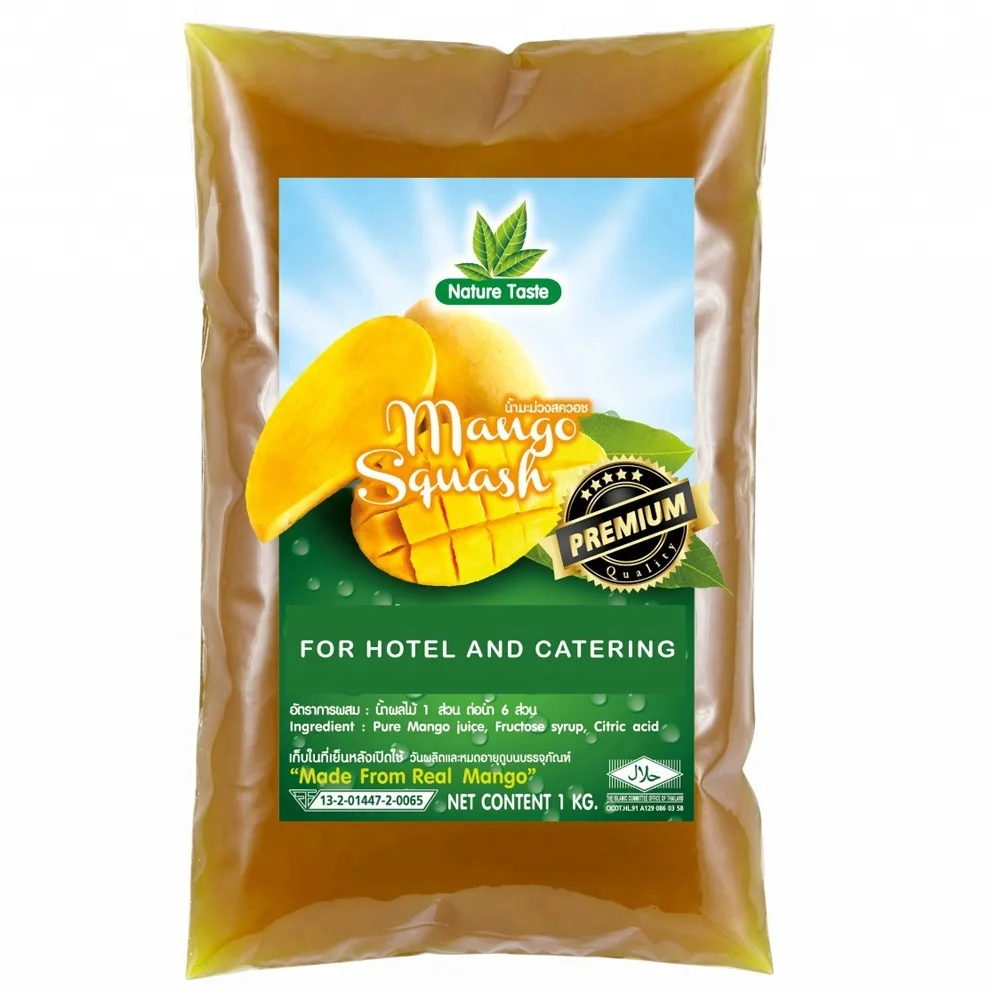 FRUIT JUICE SQUASH PACKING IN PLASTIC BAGS FOR CATERING SERVICES