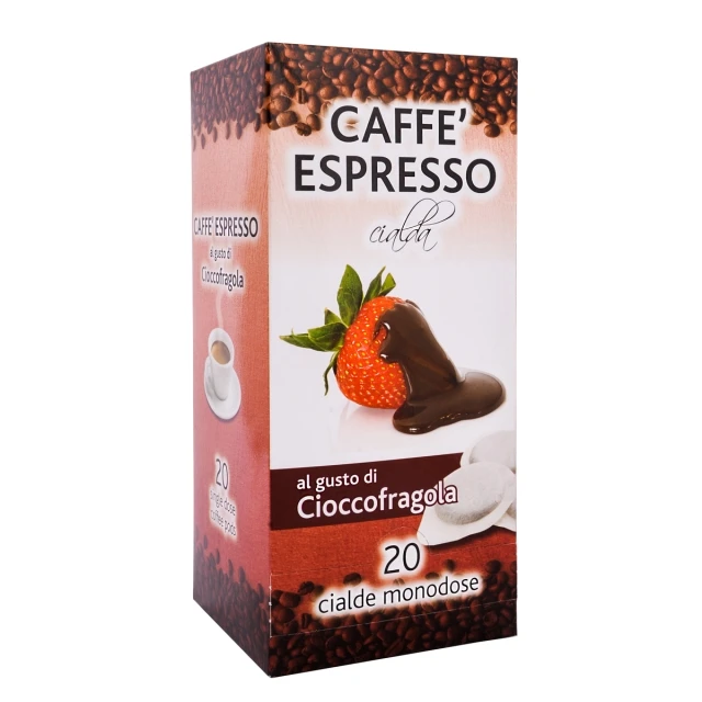 
ITALIAN FLAVOR COFFEE PODS- 20 PODS BOX CHOCOLATE STRAWBERRY - GROUND COFFEE 
