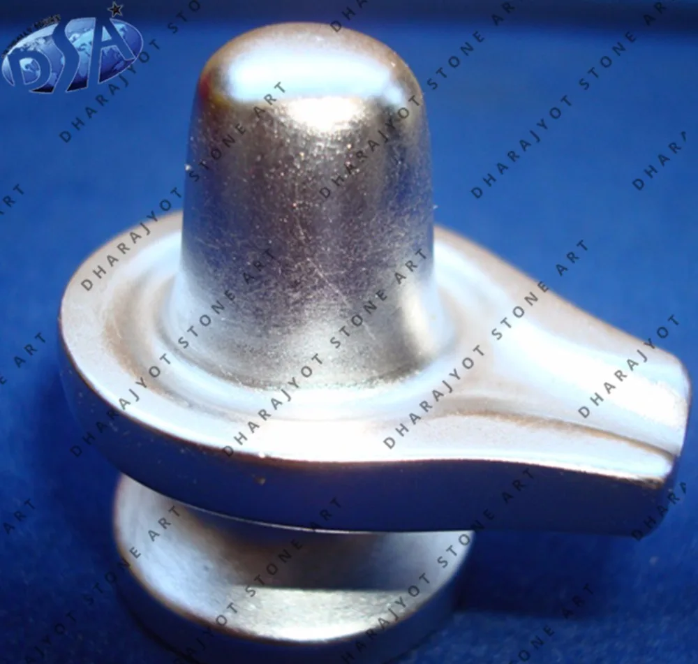 Silver Coloured Stone Polished Antique Shivlinga Sculpture