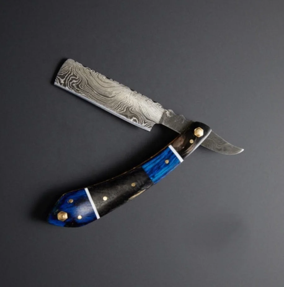 Professional Damascus steel high quality barber straight razor for shaving