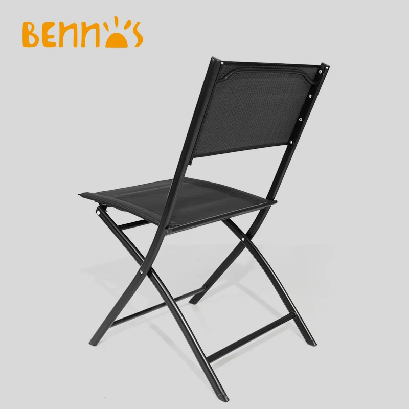 BNS-100185SQA Patio Garden Furniture with 2 chairs, Full Steel with Tempered Glass Outdoor leisure Folding Table