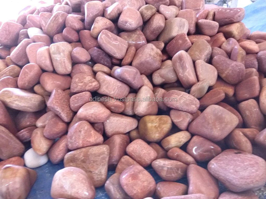 Natural Agate Coral Stone Round Pebbles High Glossy Crushed Tumbled Rocks in Rosa Dark Oink Orange Colors Polished Cobble