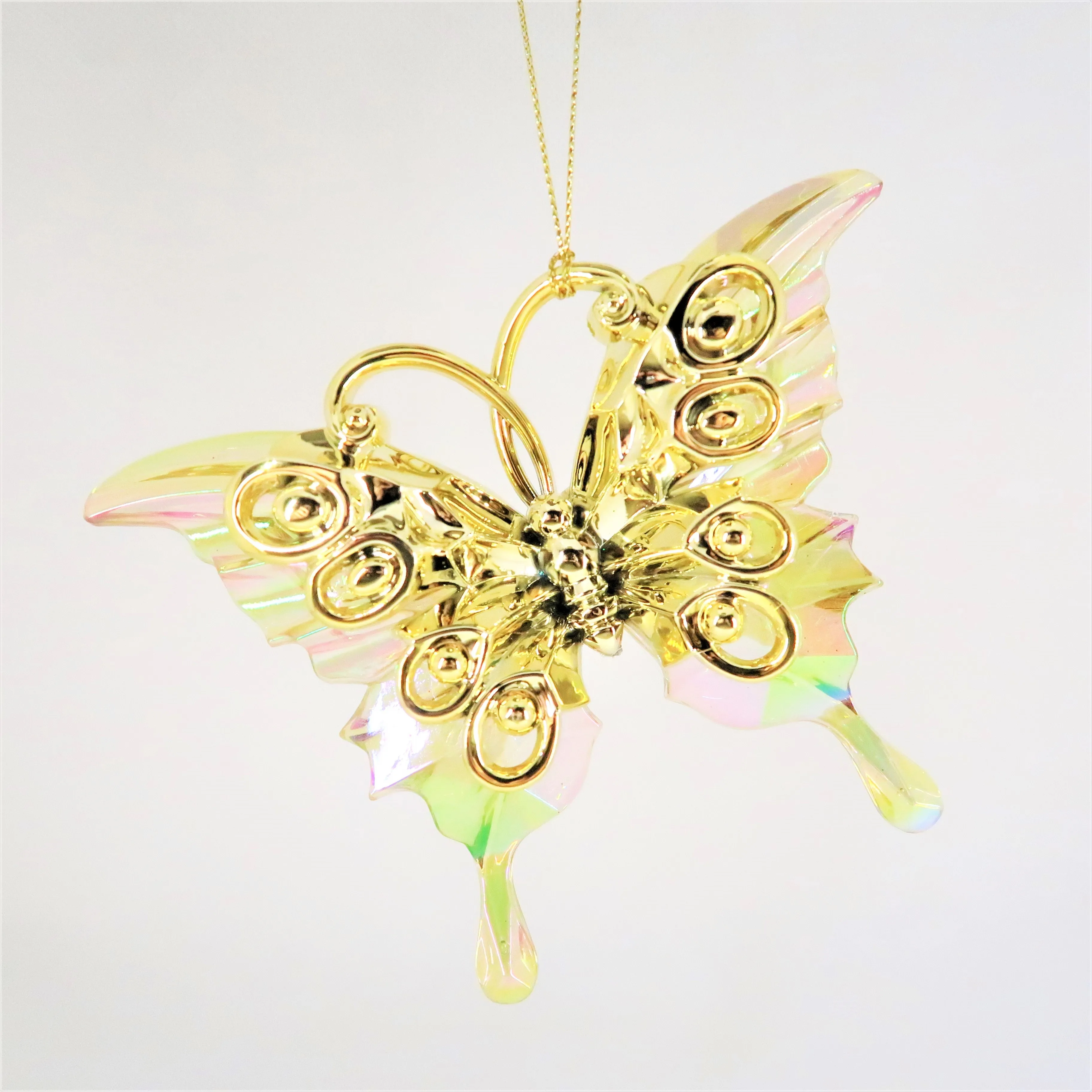 Christmas Decoration Amber/Gold Acrylic Butterfly Ornament