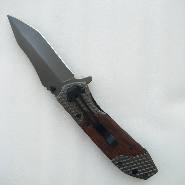 Amazon top sale tactical pocket knife wooden handle biak knife stainless steel knife hunting