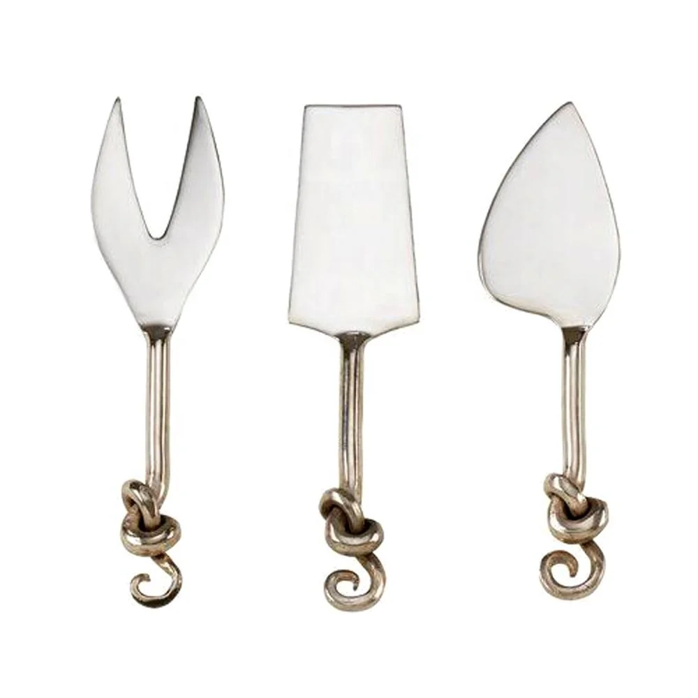 Decorative cheese knives Stainless steel rustic buffet warmer cutlery Flatware Spiral Knot  Handle Cocktail Set