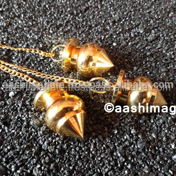 Golden metal Cone pendulums Wholesale Crystal Crafts Inspirational Viking Spiritual Feng Shui Buddhism Dowsing Metal Pendulums