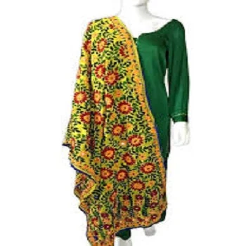 Designer Dupatta New Fashion Phulkari Stole Colorful Embroidered Hijab Indian Phulkari Dupatta