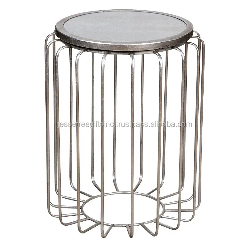 Modern Metal Accent Coffee Table With Round Glass Top Black Color For Garden & Living Room Medium