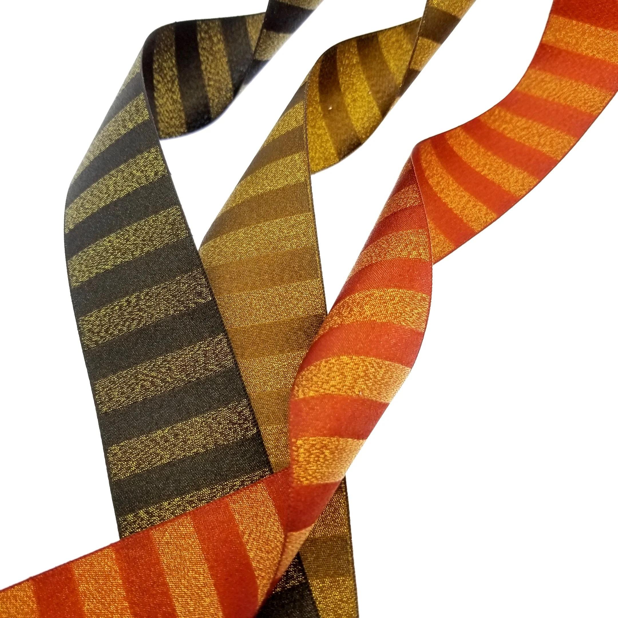 Luxury style horizontal stripe metallic satin woven ribbon