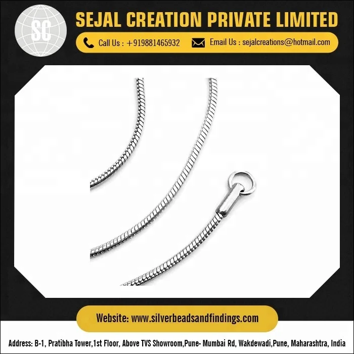 High Quality R9 925 Silver Chain 8mm Wholesale Bulk Stainless Steel Beads Men DIY Manufactured High Quality 925 Sliver Chain