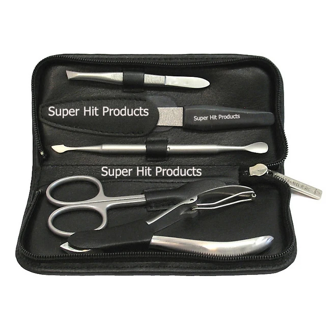 
manicure set leather stainless steel 