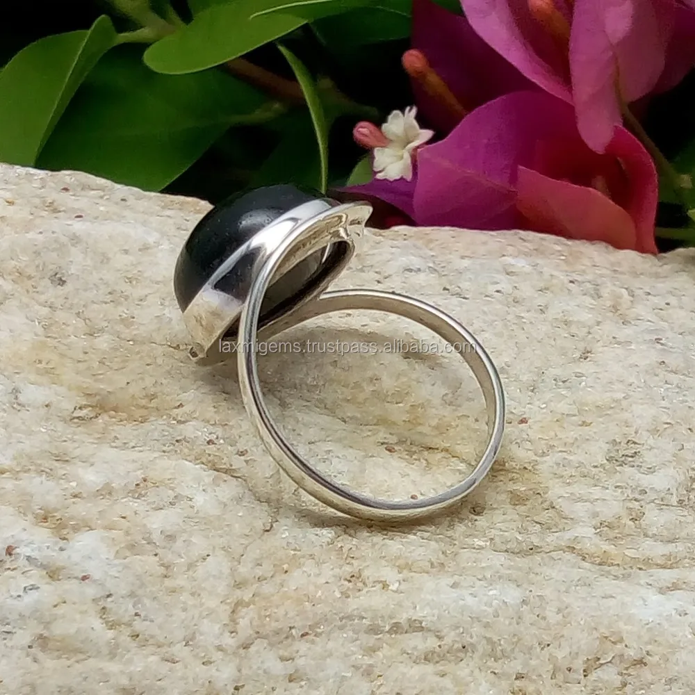 Men Women Oval Round Pear India Natural Gemstone Stone Cabochon 925 Sterling Silver Tiger Eye Ring