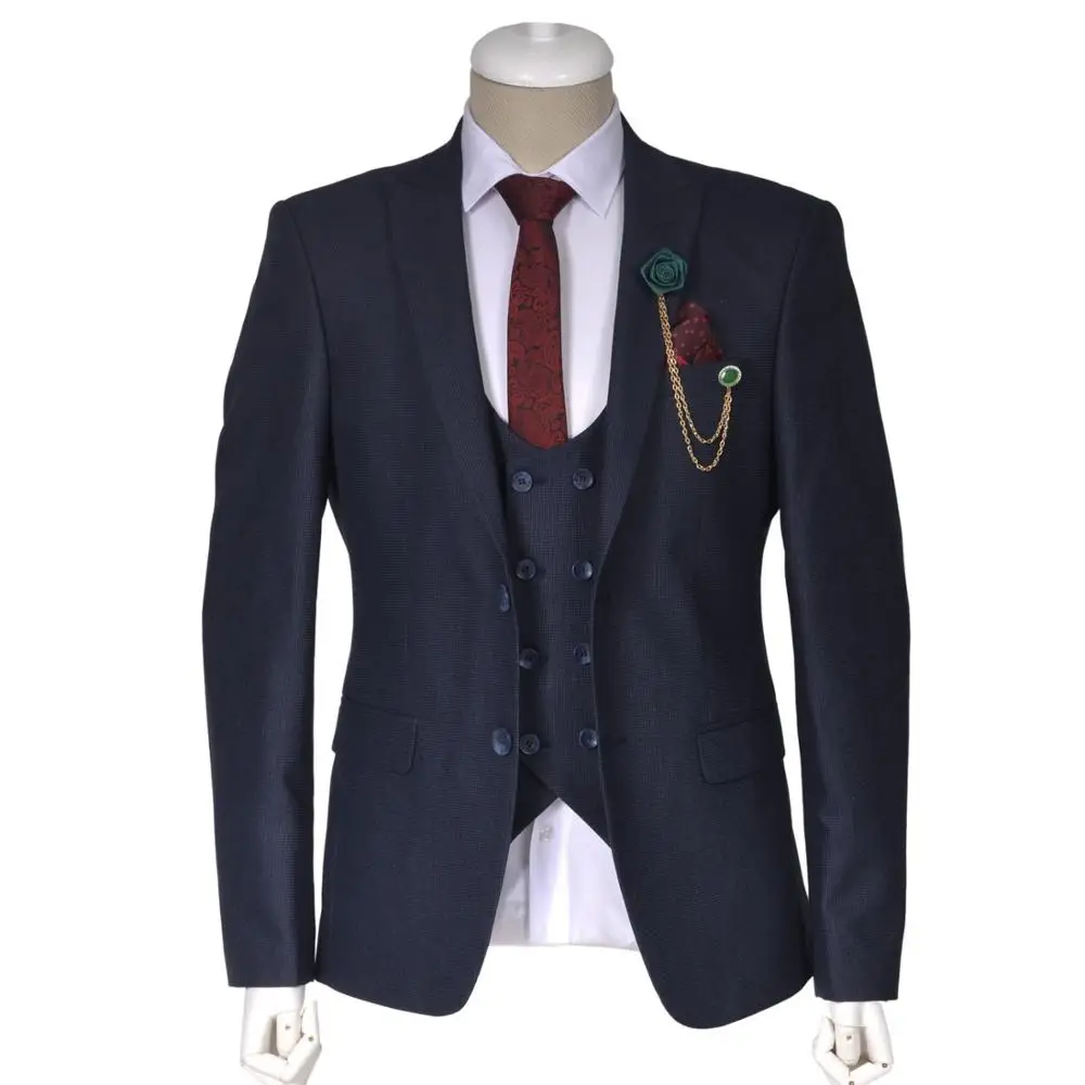 In-Stock Plaid Wedding Suits One Button 3 Pieces Jacket Pants Vest Mens Suits 2022 whosale