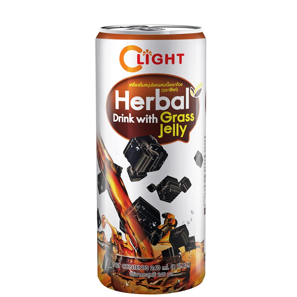 Grass Jelly Drinks Canned 240ml C-Light Brand. Food and beverage , Made in Thailand , product of Thailand