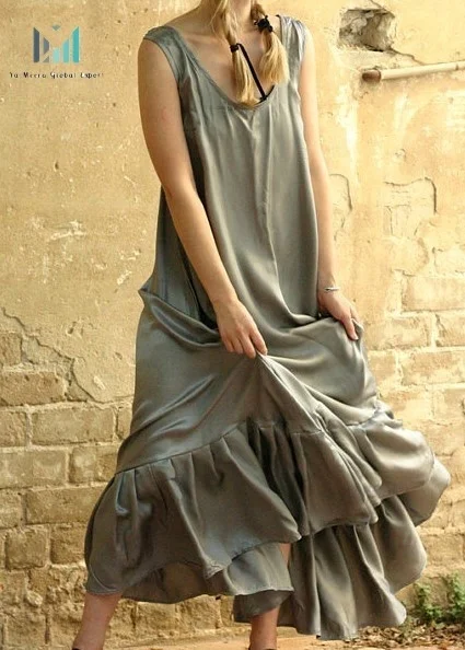Upcoming Grey Maxi Pure silk evening dress Sexy gray silk prom dress
