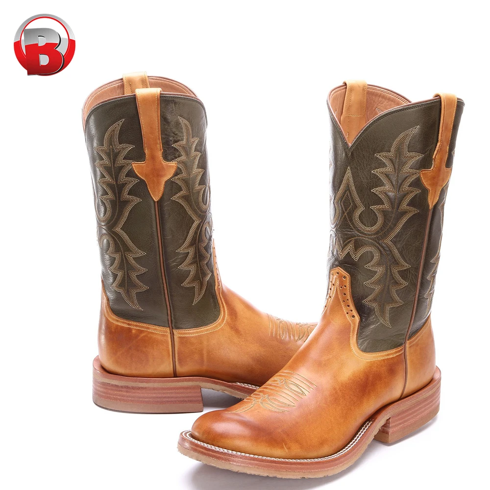 
2018 Barcelona Collection with Double H Mens Western Wide Square Toe Cowboy Boots Tan  (50026410065)
