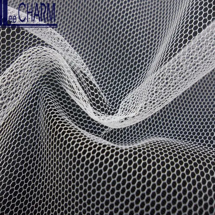LCSH505WS Taiwan 300 CM Width 30D Polyester Soft Ivory Wedding Veil Hexagon Tulle Fabric