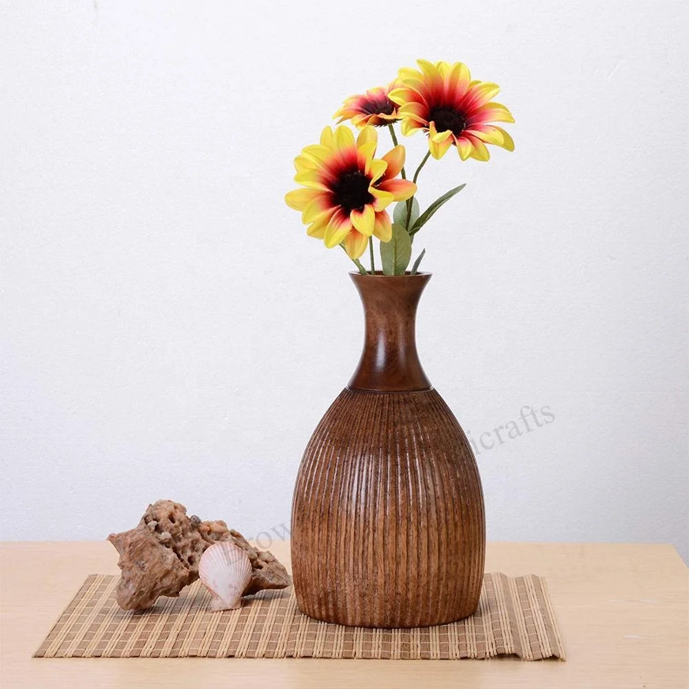 Wooden Handmade Vase Wholesale Wooden Vase Room Tabletop