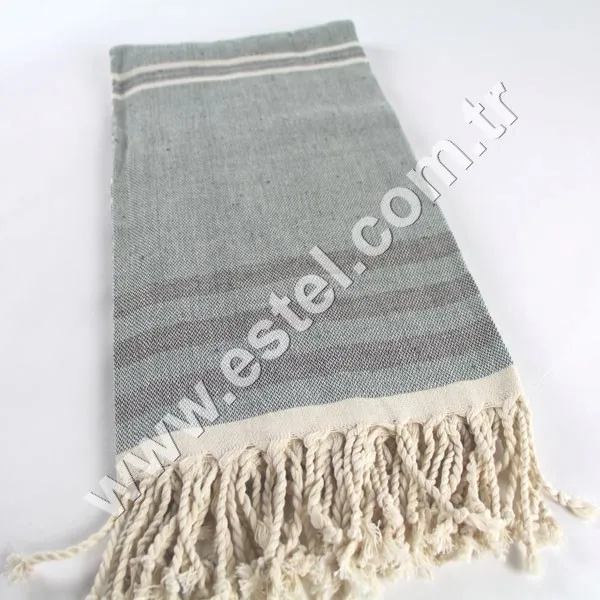 Wholesale 100 % Cotton Pestemal Best Sellers Turkish towel hammam beach pool spa natural cotton Dark Green & Black Lara Towel