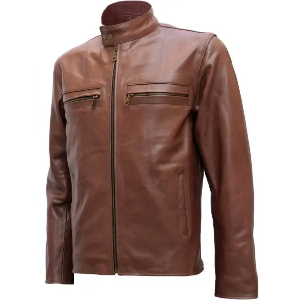 Slim-Fit Jacket In Waxed Smooth Leather/Leather Jackets