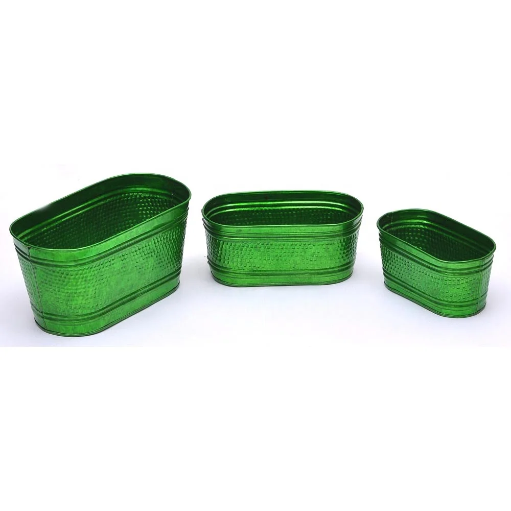 antique white metal planters Green Galvanized Hammered Planter decorative metal window box galvanized steel planters