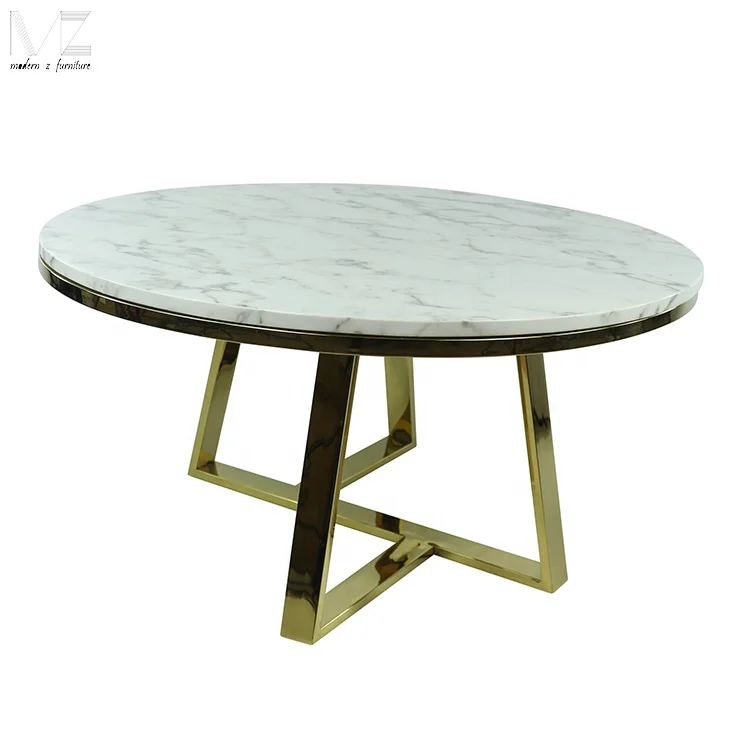 Modern luxury living room furniture simple Nordic design gold chrome Sofa center marble top coffee table