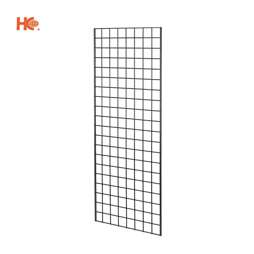 Black wire grid mesh panel display rack