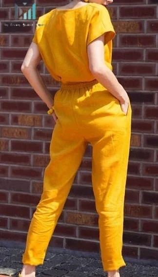 Yellow Linen Modern Wear Women Plus Size Boho Hippy Jumpsuit