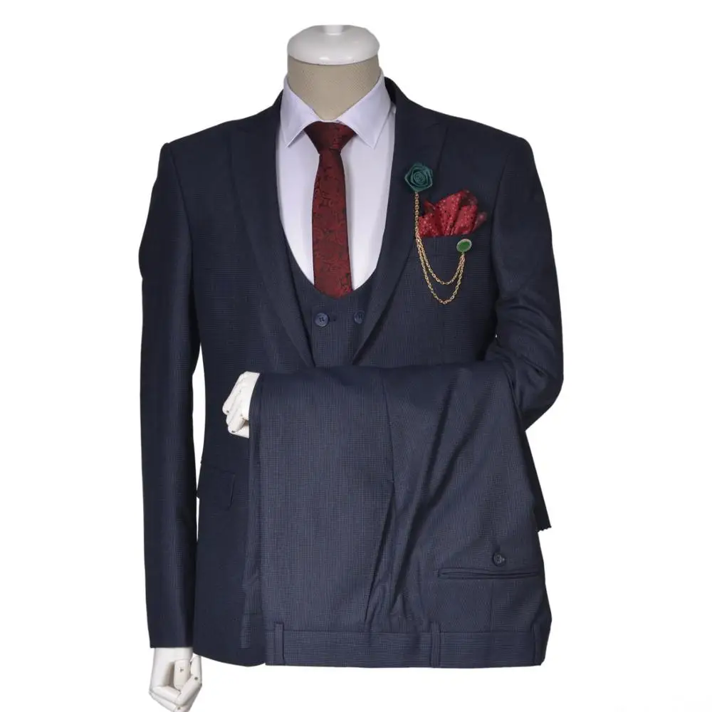 In-Stock Plaid Wedding Suits One Button 3 Pieces Jacket Pants Vest Mens Suits 2022 whosale