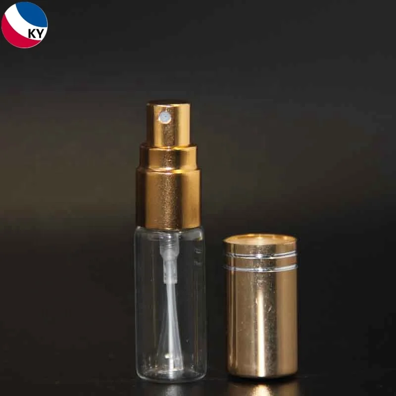 Perfume Spray Bottle Refillable Cylinder Perfume Bottle Refill Atomizer Spray Cosmetic Rose Gold Glass Pump Bottle-166 5ml Keyo
