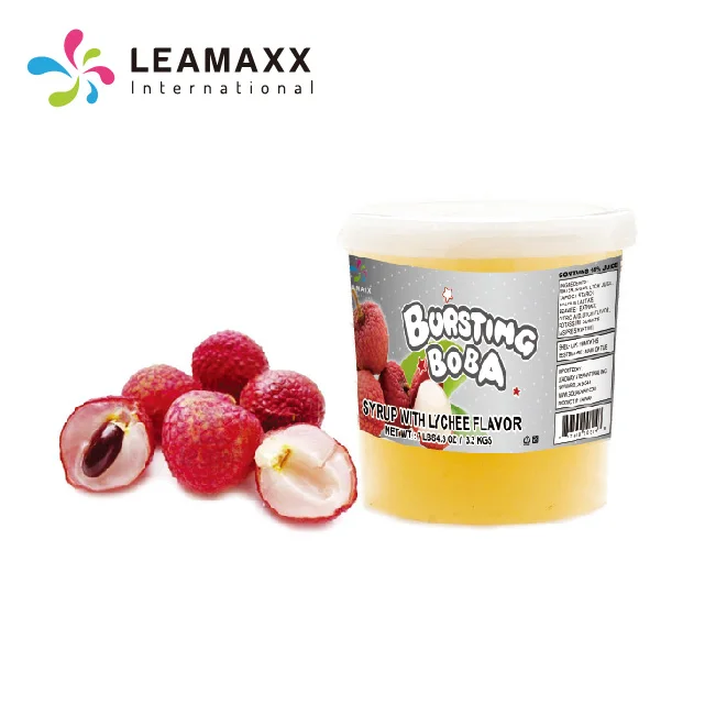 Hot Sale Lychee Bursting Boba Pure 15 Popping Boba Juice Ball Leamaxx Bubble Tea Wholesale Supplier