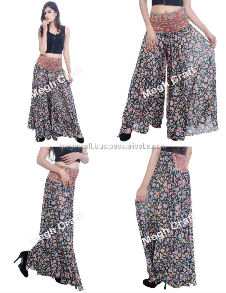 Fashionable Belly Dance Trousers Skirt / Flower Print silk Trouser Skirt/Tribal belly dance Costume trousers pants