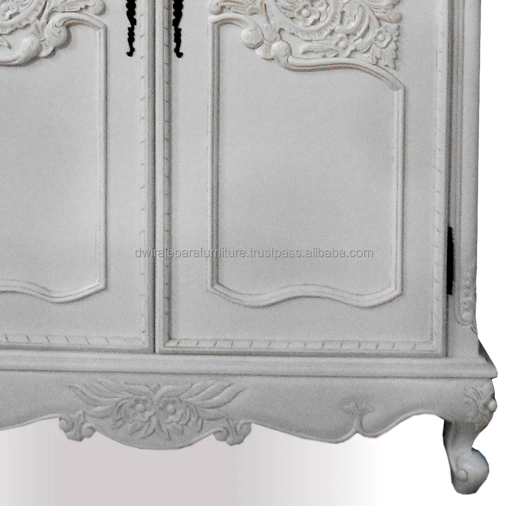 Home Furniture Wardrobe Rococo Style - White French Furniture Wardrobe Indonesia