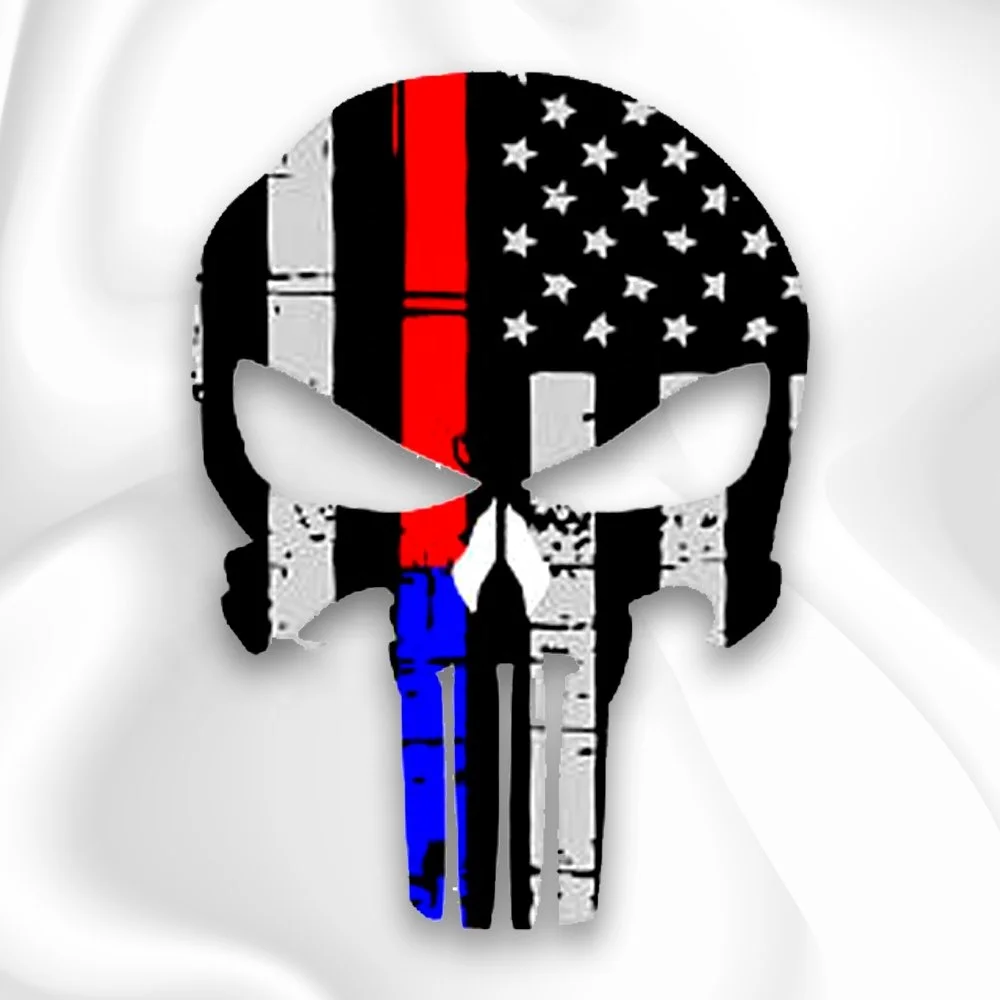 Custom Blue Line Tettred Punisher Decal Vinyl Sticker Die Cut Stickers with Application Tape on Top