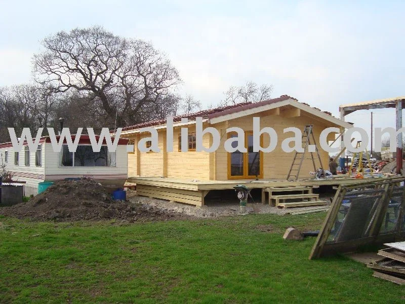 prefab cheap log cabin design kit UK caravan act specification mobile home energy saving green residential twin unit