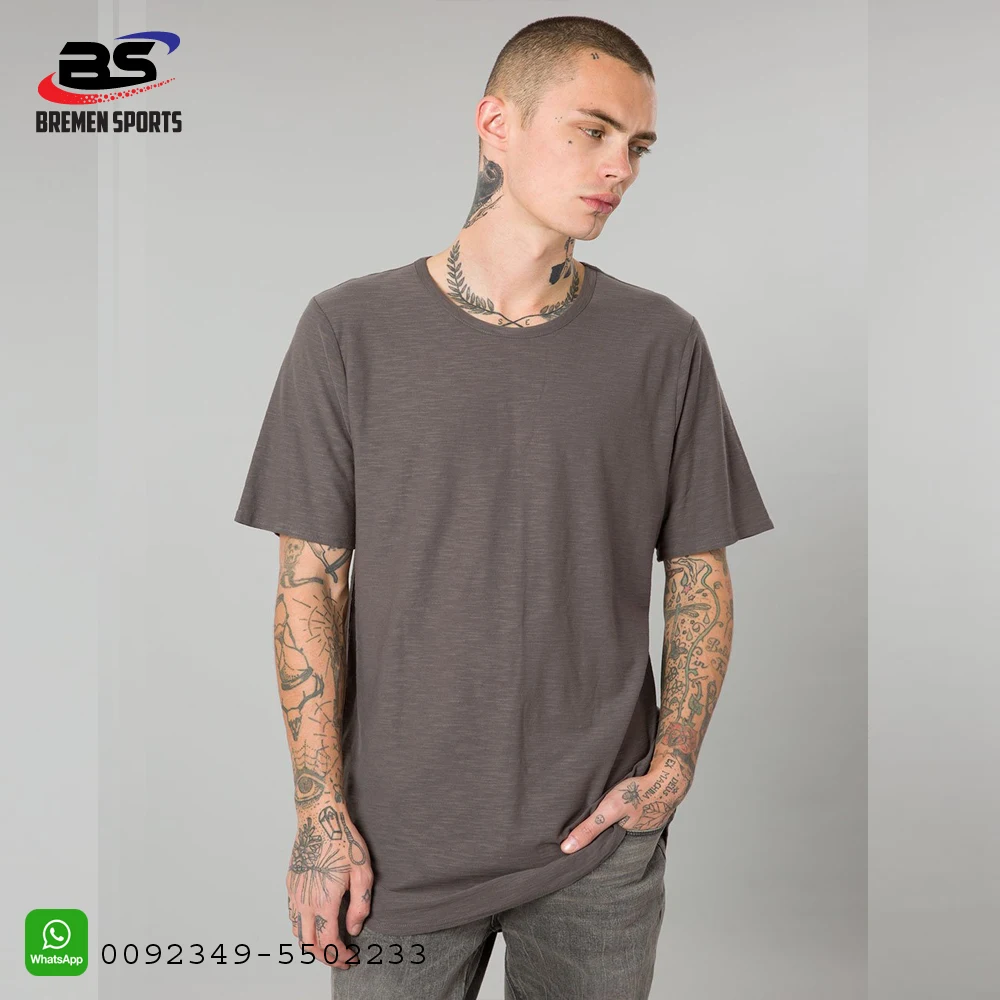 High Quality Bulk Wholesale Plain 100% Cotton Curved Hem Blank Round Neck Long Tail White T- shirt in cheap price