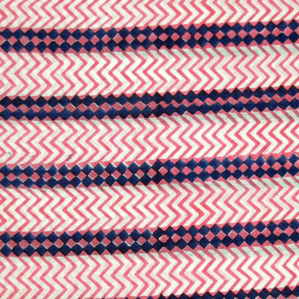 Jaipuri Sanganeri Zig Zag Hand Block Printed White Cotton Dress Sewing Throw Fabric Indian Bedding Bags Covers Boys Clothing