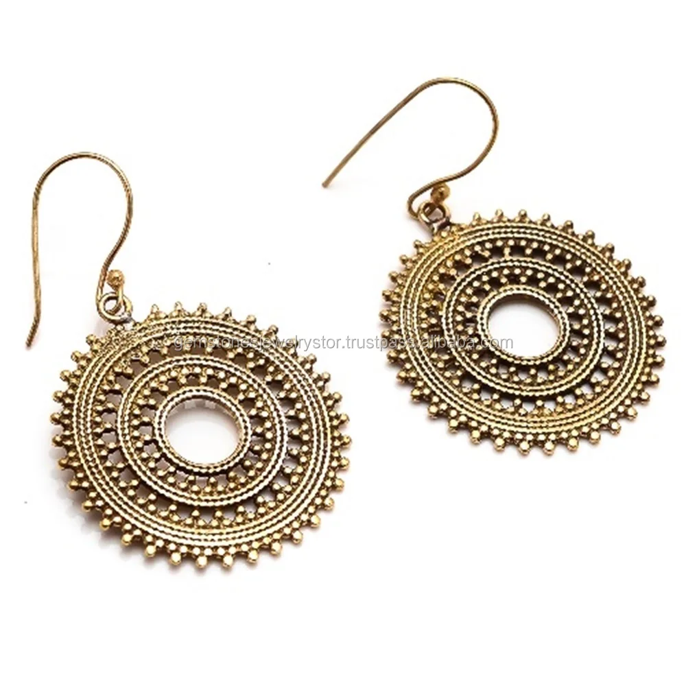 Fancy Brass Jewelry Beach Wear Brass Earring Large Brass Dangle Earrings