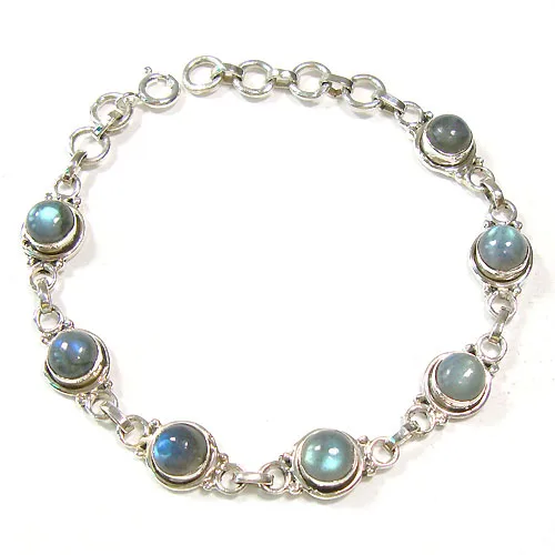 Синий огненный Лабрадорит 925 браслет из стерлингового серебра богемное духовное исцеление энергетический Кристалл Рейки ювелирные изделия в стиле ремесленников