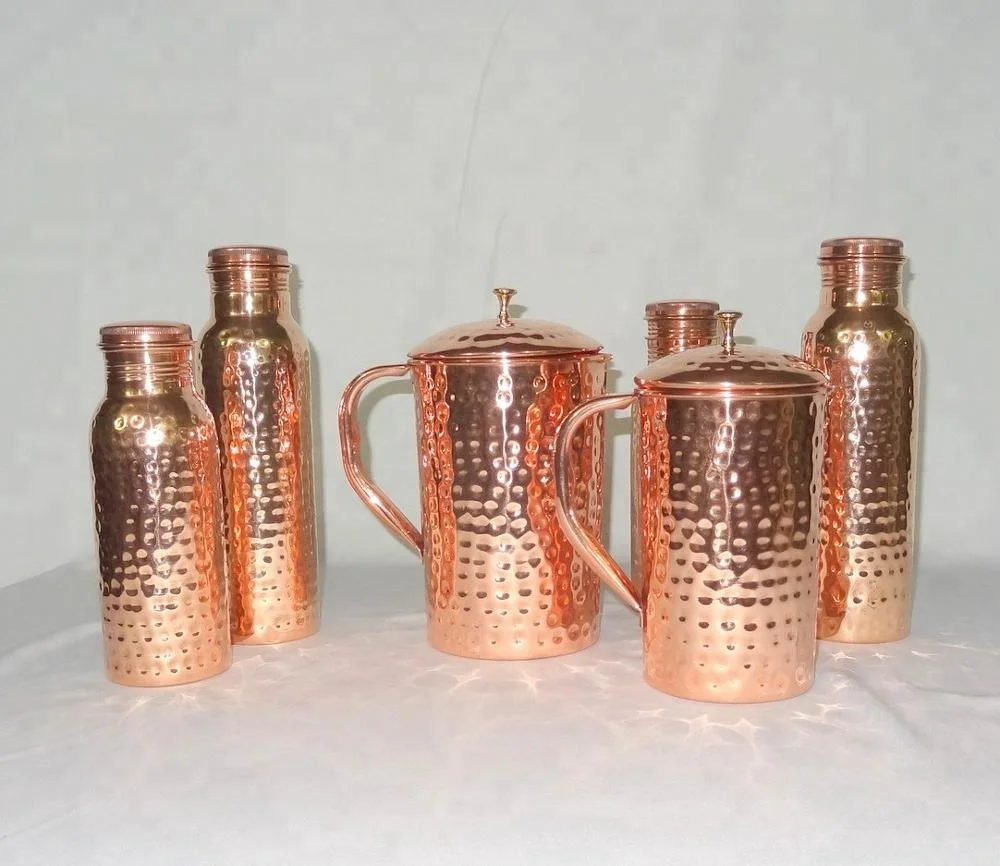 99.98% Pure Copper Hammered Water Bottle Ayurveda Benefits Best Selling Diamond Hammered Copper Water Bottler for Drinking