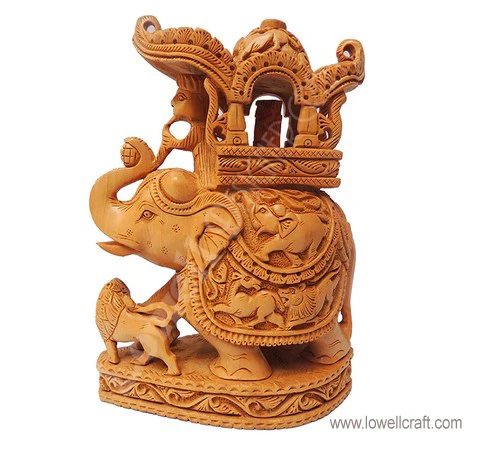 WOODEN AMBABARI ELEPHANT WITH HOWDAH