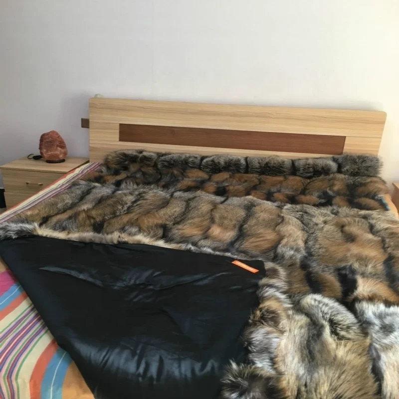 2018 Real fur king size soft blanket,fox fur blanket
