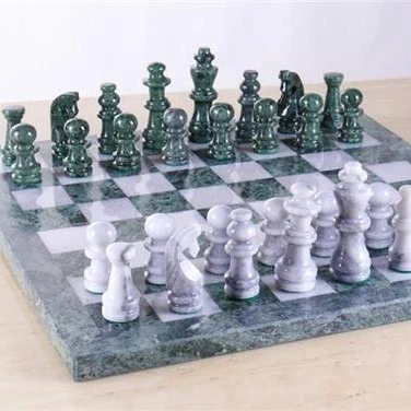 
Marble chess set onyx , Black and White Marble Chess Board game, Green and White Marble Chess board set with figurine  (62005911889)