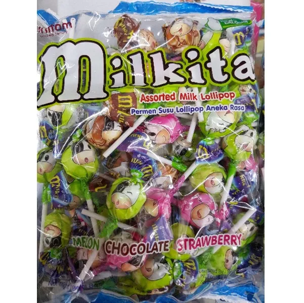 MILKITA Lollipop Candy MILKY | Indonesia Origin | Cheap popular candy with milk ingredients