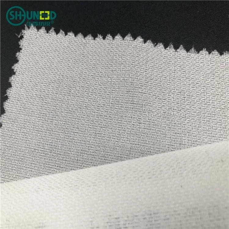 Wholesale 55GSM  fusible interfacing woven adhesive lining cloth Garment interlining double dot coated fusible woven interlining