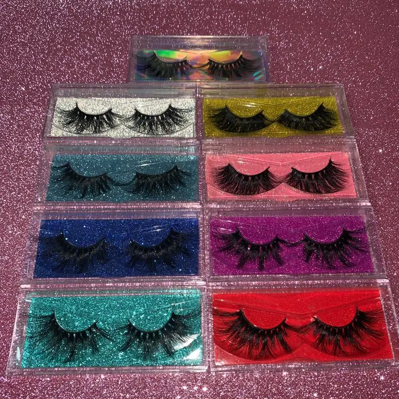 Private label 25mm wholesale mink lashes hot sale color faux mink eyelashes